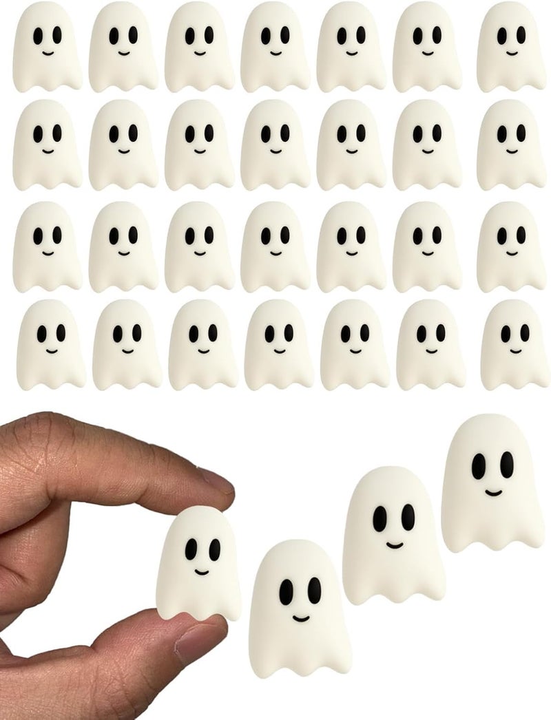 OceanCamel 60PCS Ghost Flatback Resin Charms – Halloween Mini Kawaii Grimace Ghost Cabochons for DIY Crafts, Phone Case, Hair Clip, Jewelry Making, Spooky Cute Table Scatter Decorations - Image 1